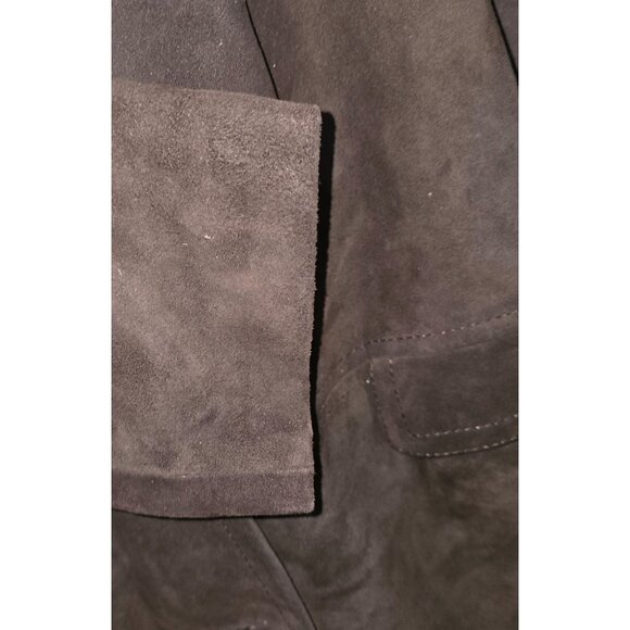 Vintage Brown Suede Long Coat Button Closure & Pockets old money classic warm - Picture 4 of 10